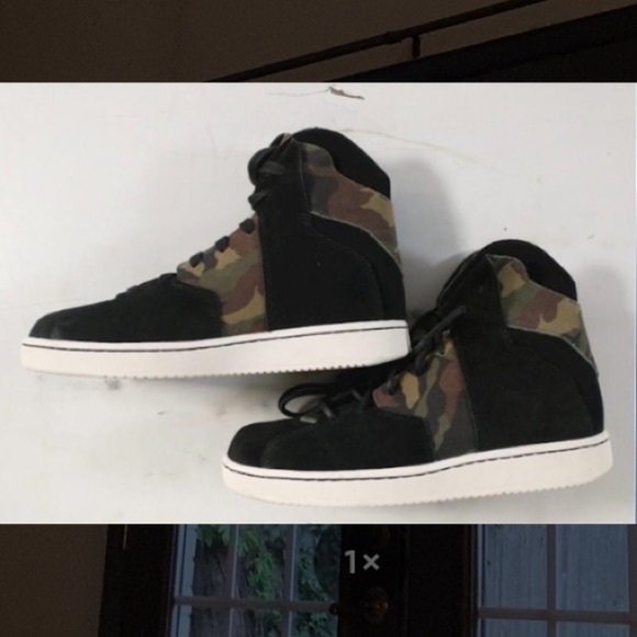 EXCELLENT Nike Air Jordan’s 7 Black Suede and Green Camouflage Hightops - Picture 1 of 9